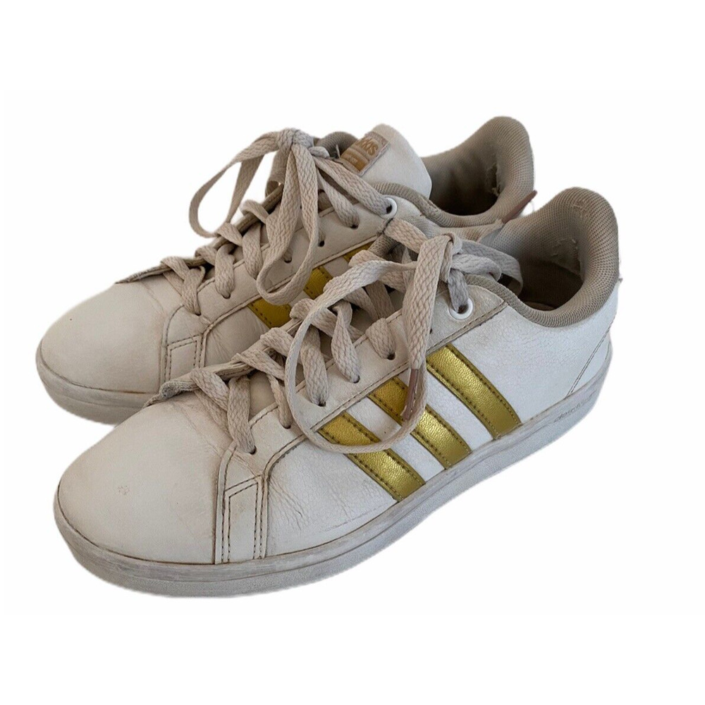 Adidas Neo Cloudfoam Advantage White Leather Shoes Sneakers US 7 Lace Up - Picture 2 of 10